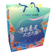 Taiping Life Hong Kong paper bag with blue colour PP string handles