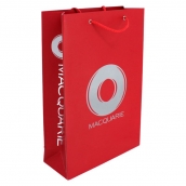Luxury paper bag with silver hot stamping logo and PP string handles