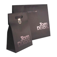 High quality shopping bags with silver hot stamping logo and die-cut holes