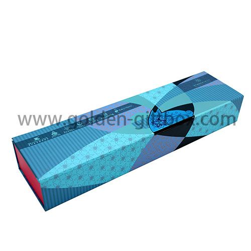 Custom special elongated gift box with hot stamping logo and embossing