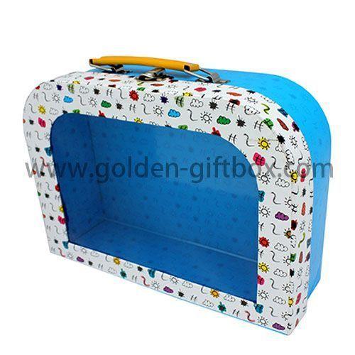 Hinged suitcase with PVC window plus metal handle and lock