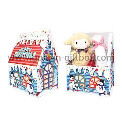 Decorative Christmas house shape can Christmas gift packaging box