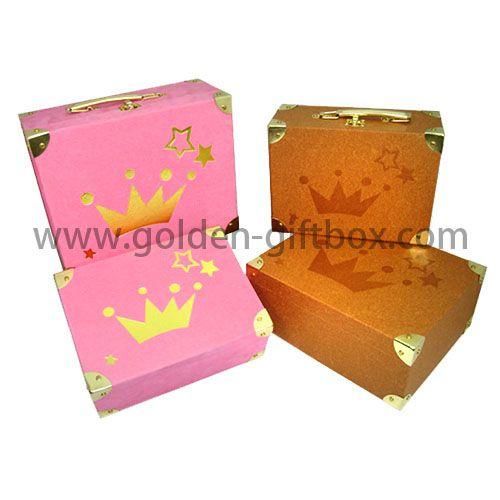 Custom design color printing logo hinged lid Suitcase