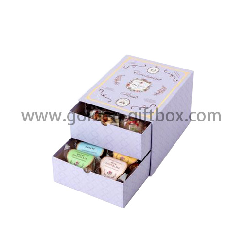 2 drawers candy box with elegant pattern design
