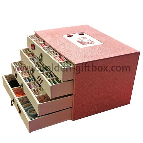 Fancy paper 4 drawers tea bag box with elegant pattern design