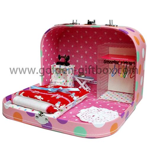 Special design suitcase with toys set and stitching line