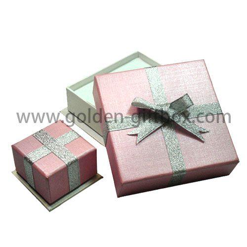 Wholesale custom high-end ring bracelet gift box bronzing jewelry pink packing box