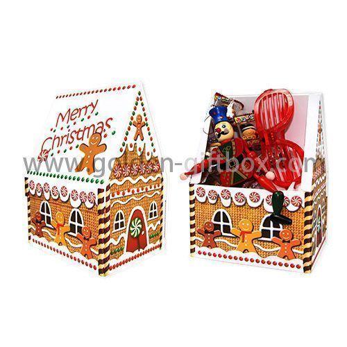 Christmas house shape gift box, foldable Christmas gift box